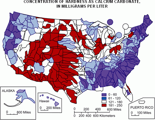 Map of Water Hardness in the United States Map of Water Hardness in the United States